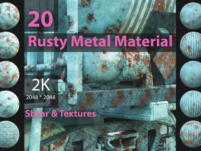 20 PBR blue rusty metal material   textures   sbsar Texture