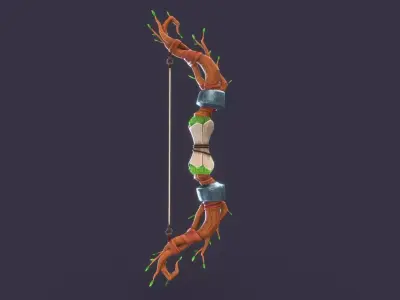 Stylish tree branch bow Low-poly 3D model
