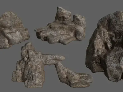 Rock Set Low-poly 3D model 30
