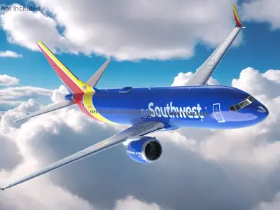  Southwest Airlines Boeing 737 Max 8 Rigged for Cinema 4D 