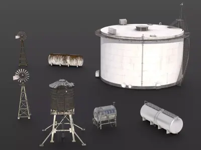 Water tank Bundle Low-poly 3D model