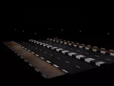 Road with Street Light 3D model