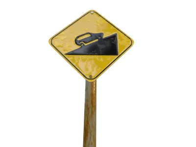 Rusty Steep Ascent Ahead Traffic Sign 3D model