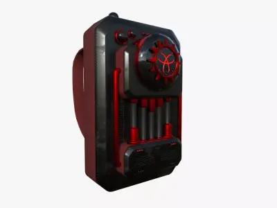 SciFi Backpack I08 Black Red - Fashion Character Design Low-poly 3D model
