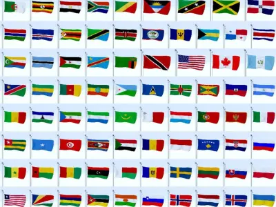 All 196 Flag Pack Low-poly 3D model