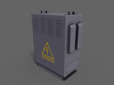 PBR Electric Box Purple V3 Low-poly 3D model