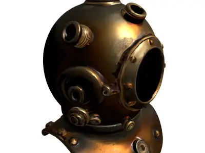 Vintage Brass Diving Helmet Prop Low-poly 3D model