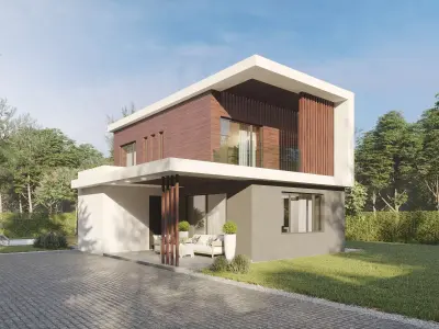 Modern house 02 Low-poly 3D model