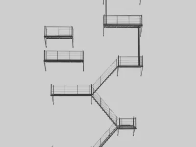 Evacuation ladder Low-poly 3D model
