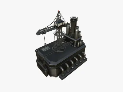 SciFi Factory A09 Dark Metal - Sci Fi Exterior Design Low-poly 3D model