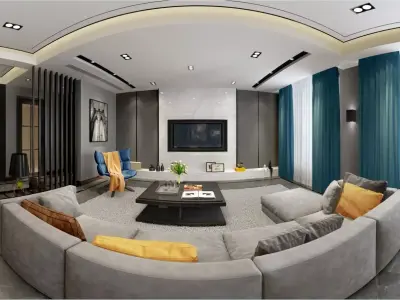 living room with dining room 3D model12 3D model