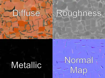 Brick Pattern Sidewalk Tiles Herringbone Design model pack Low-poly 3D model