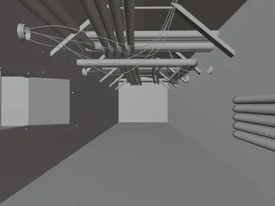 WalkWay hallway with pipes and lights Texture