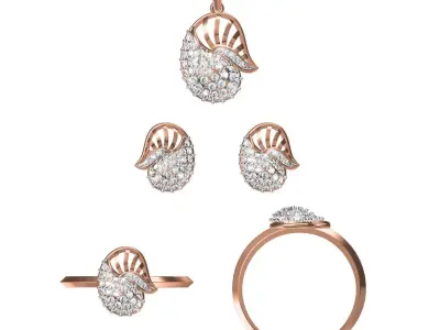 Light wt Ring Earrings Pendant set stl jcd 1-render details 3D print model 60