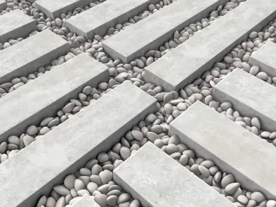 Paving long tile pebble low oval n7 3D model