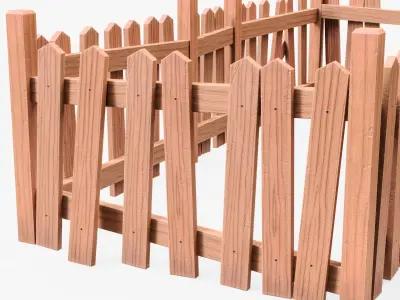 Stylized Wood Fence 3D model