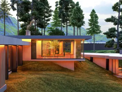 Modern House On The Hill 3D model