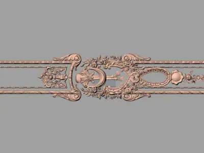 Door flower 3D relief STL Model for CNC woodworking carving E305 3D model