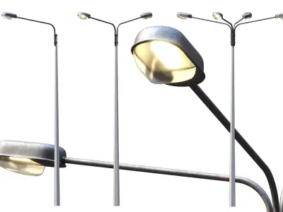 Collection Road Street Lights  Low-poly 3D model