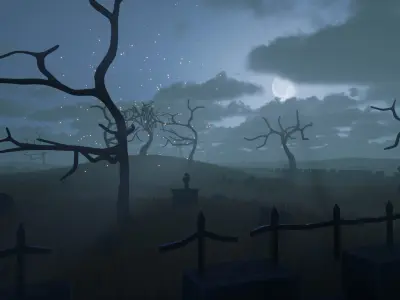 Stylized Graveyard Assets Low-poly 3D model
