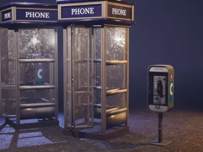Stylized Pay Phone Low-poly 3D model
