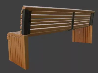 Wooden Park Bench 3D Model 3D model