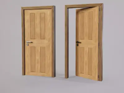 Wooden door Low-poly 3D model
