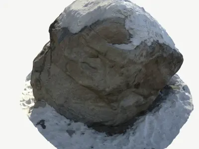 Stone in the snow Low-poly 3D model
