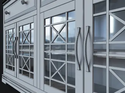 Buffet sideboard with glass doors 3D model