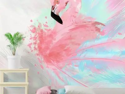 Tropical Flamingo Splash Mural Wallpaper  Texture