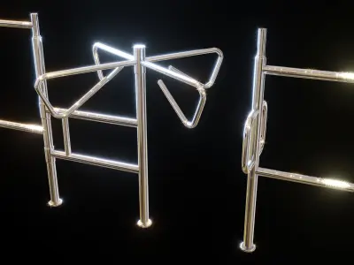 Turnstile 3D model animated subdivision Supermarket museum Low-poly 3D model