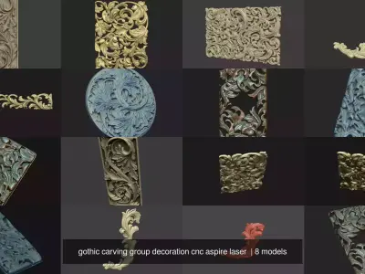 gothic carving group decoration cnc aspire laser  3D Model Pack