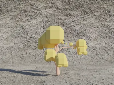 Sci-Fi Fantasy Low-Poly Game-Ready Tree 2 - Yellow Low-poly 3D model