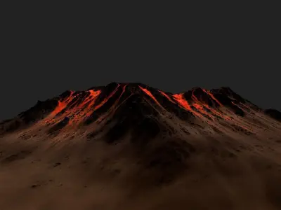 Volcano volcanoes in sky hd wallpaper Low-poly 3D model
