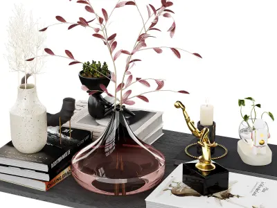 Decorative set with Astronaut Hydroponic Vases Glass 3D model