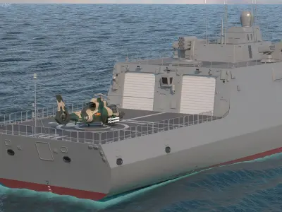  NAVY TYPE 055 Destroyer with Harbin Z-9WZ Helicopter 
