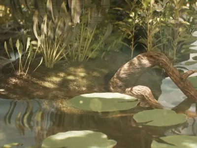 Swamp Environment 42 Assets Low-poly 3D model