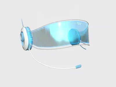 SciFi Glasses H01 White Blue - Character Design Fashion Low-poly 3D model