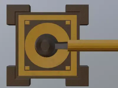 Wooden Door Handle Free 3D model
