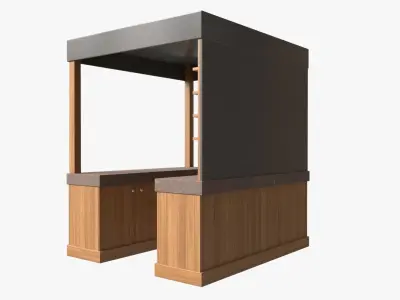 Booth Stand Kiosk with Roof 02 3D model