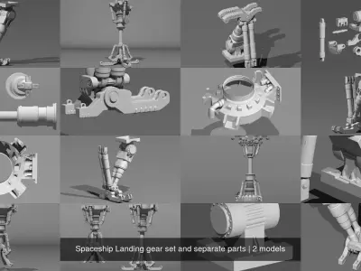 Spaceship Landing gear set and separate parts 3D Model Pack