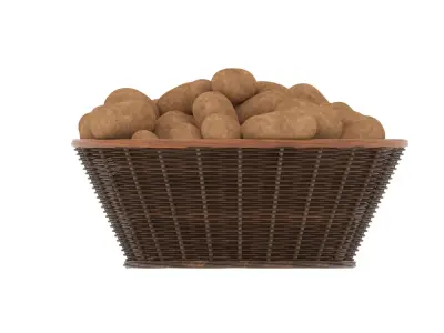 Basket and Potatoes Low-poly 3D model