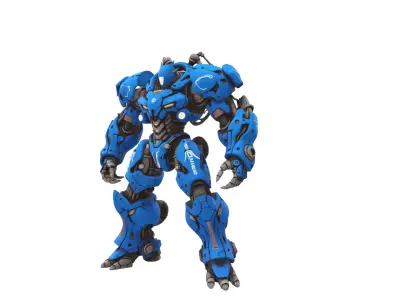 Futuristic Blue Combat Mech Robot 3D model