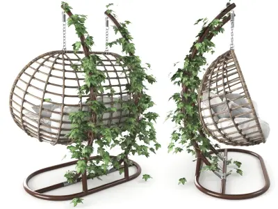Hanging Garden swing cocoon rattan 3D model
