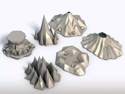 Mountains Low Poly 6 Models 3D model