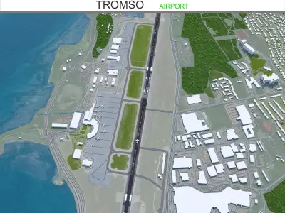 Tromso Airport 12km Low-poly 3D model