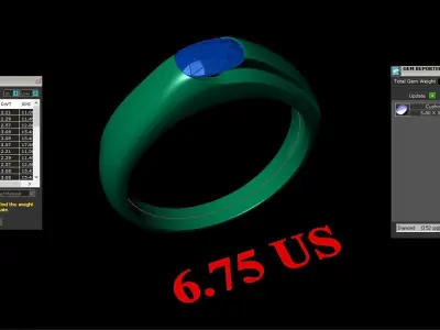 Light Gold Diamond Men Ring 2MR055 3D model