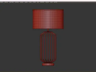 Caged Gold Linen Shade Table Lamp Low-poly 3D model