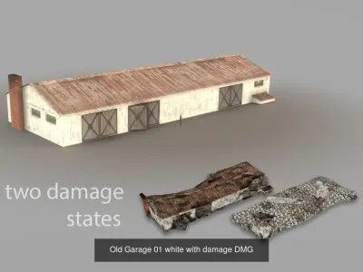 Old Garage 01 with damage DMG  3D Model Pack