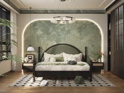 Bedroom interior scenes Low-poly 3D model